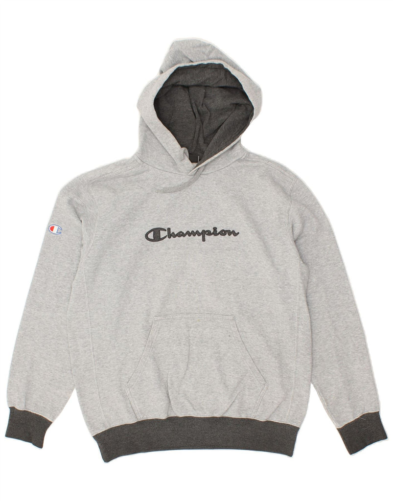 CHAMPION Mens Graphic Hoodie Jumper Medium Grey Cotton | Vintage Champion | Thrift | Second-Hand Champion | Used Clothing | Messina Hembry 