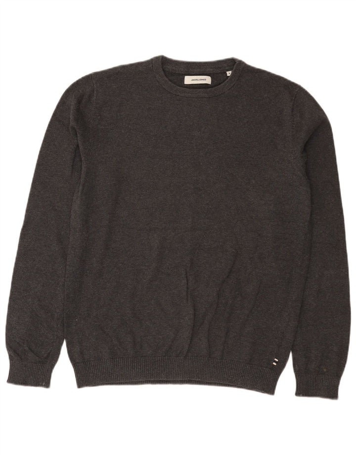 Jack & Jones Mens Crew Neck Jumper Sweater Small Grey Cotton