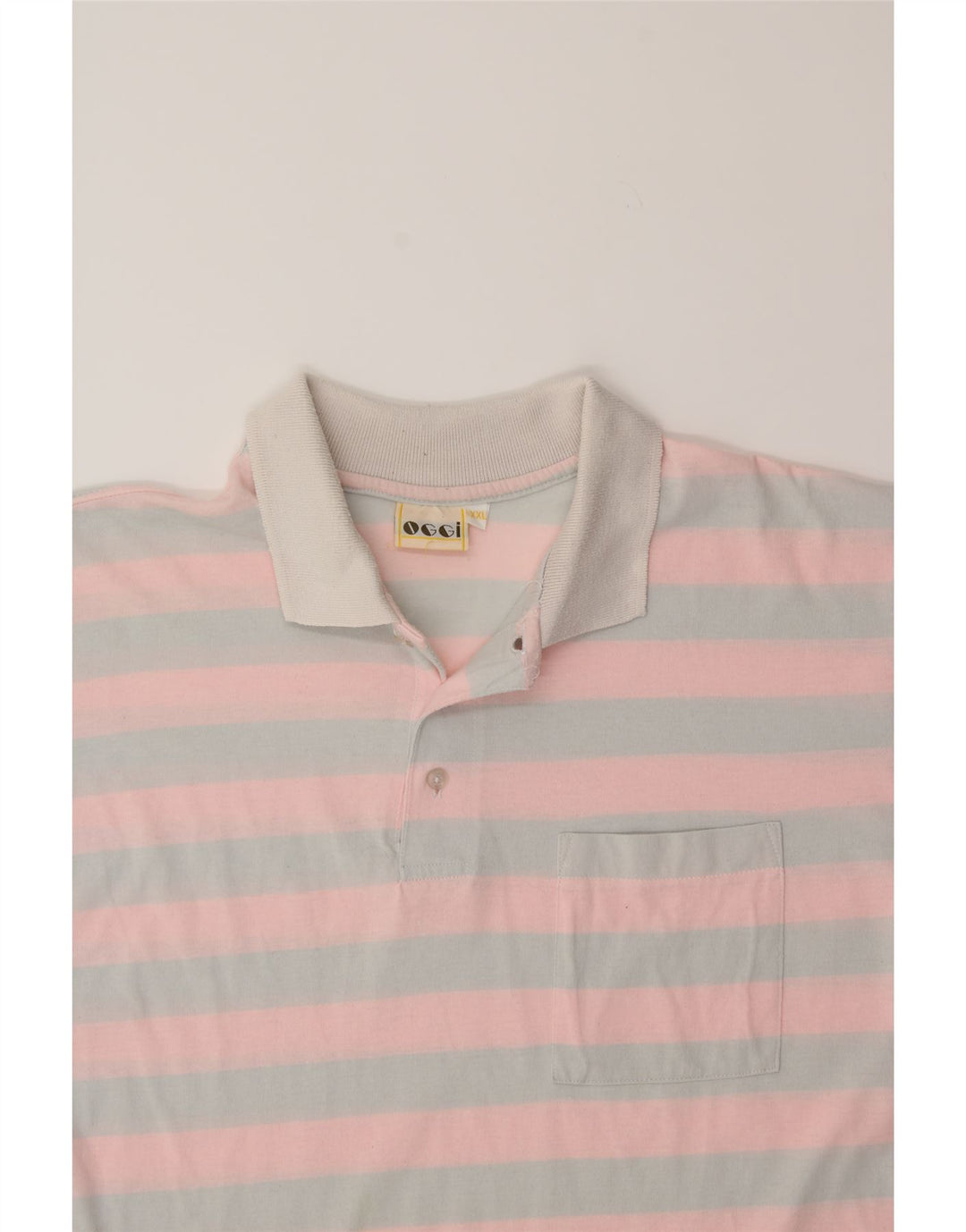 VINTAGE Mens Polo Shirt 2XL Pink Striped Vintage Vintage and Second-Hand Vintage from Messina Hembry 