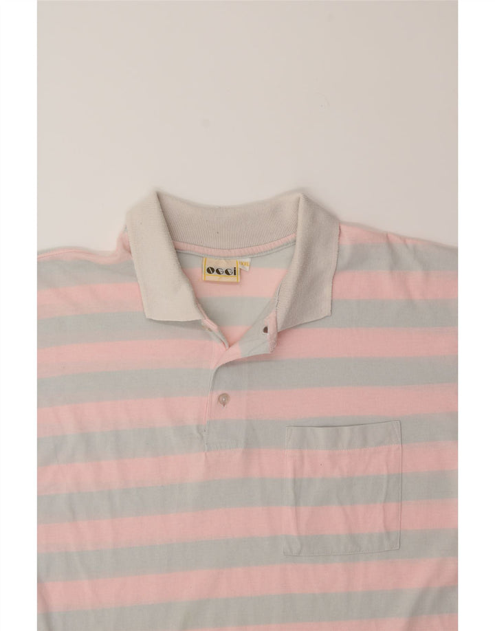 VINTAGE Mens Polo Shirt 2XL Pink Striped Vintage Vintage and Second-Hand Vintage from Messina Hembry 