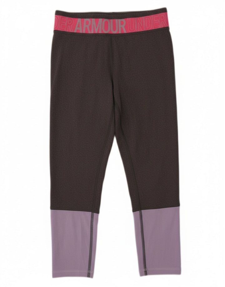 Under Armour Girls Graphic Leggings 9-10 Years Medium Grey Colourblock