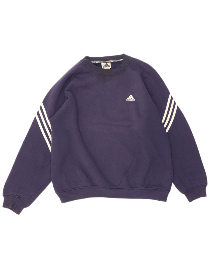 Adidas Mens Sweatshirt Jumper Large Navy Blue Cotton