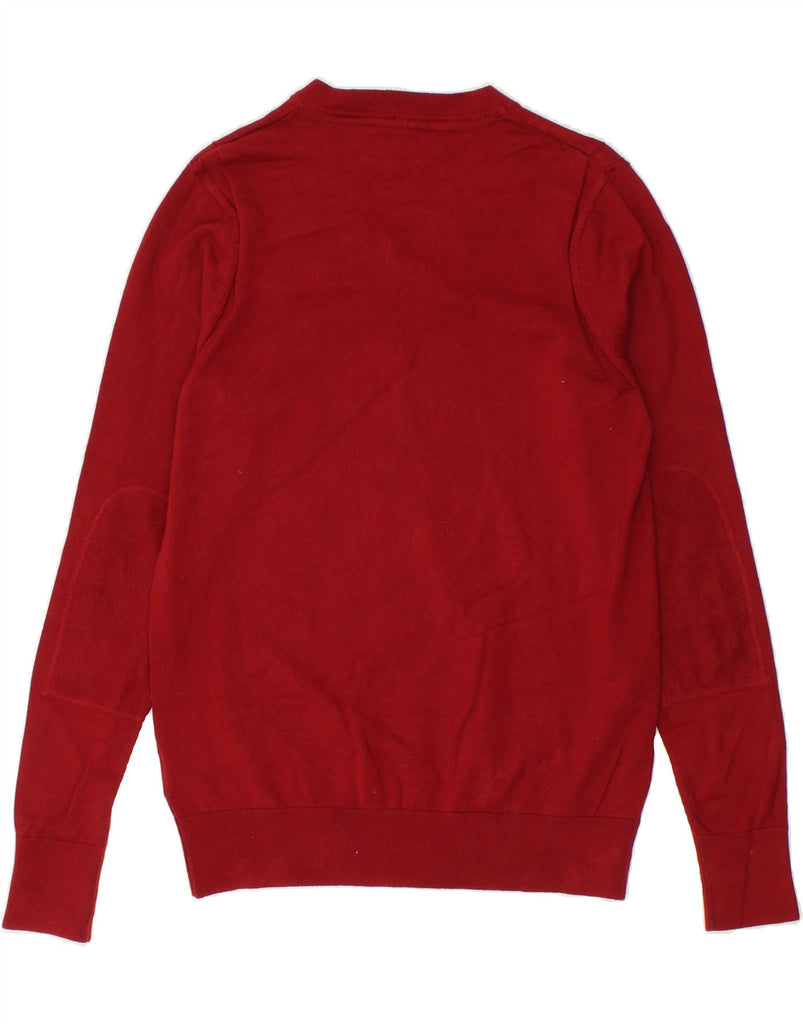 TOMMY HILFIGER Mens V-Neck Jumper Sweater Medium Red Cotton | Vintage Tommy Hilfiger | Thrift | Second-Hand Tommy Hilfiger | Used Clothing | Messina Hembry 