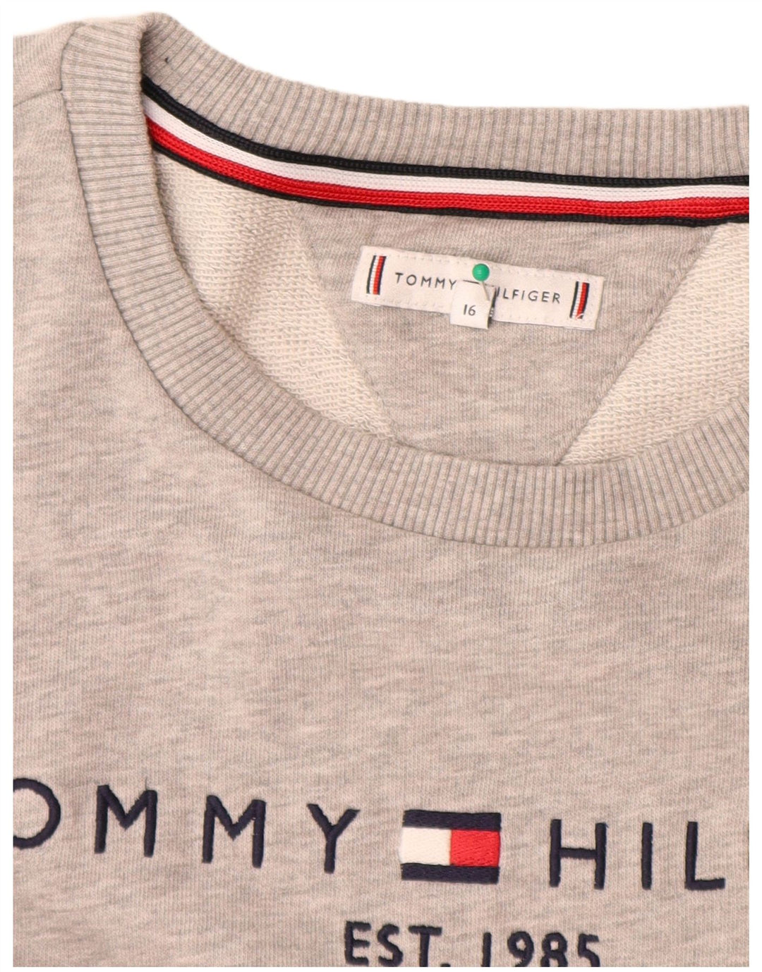 Tommy Hilfiger Boys Graphic Sweatshirt Jumper 15-16 Years Grey Flecked