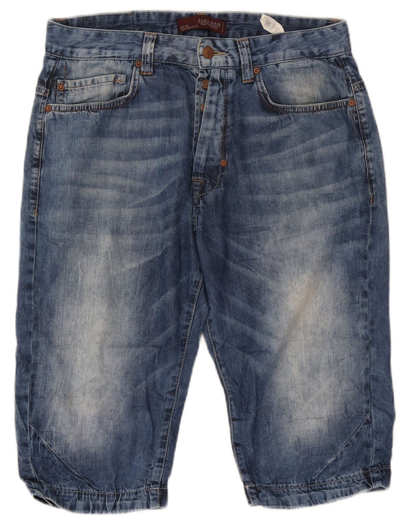 Zara Mens Denim Shorts EU 42 Large W32 Blue Cotton