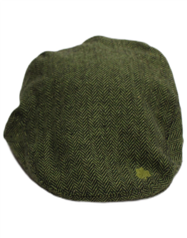 ARAN Mens Geometrical Flat Cap One Size Green Herringbone Tweed Classic