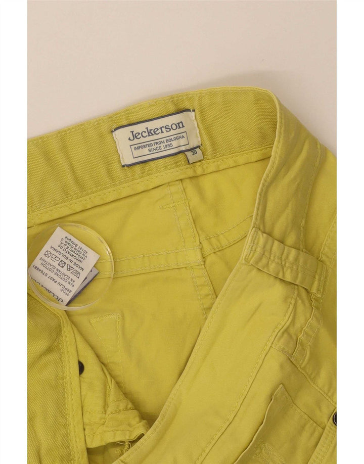 Jeckerson Mens Bermuda Shorts W30 Medium Yellow Cotton