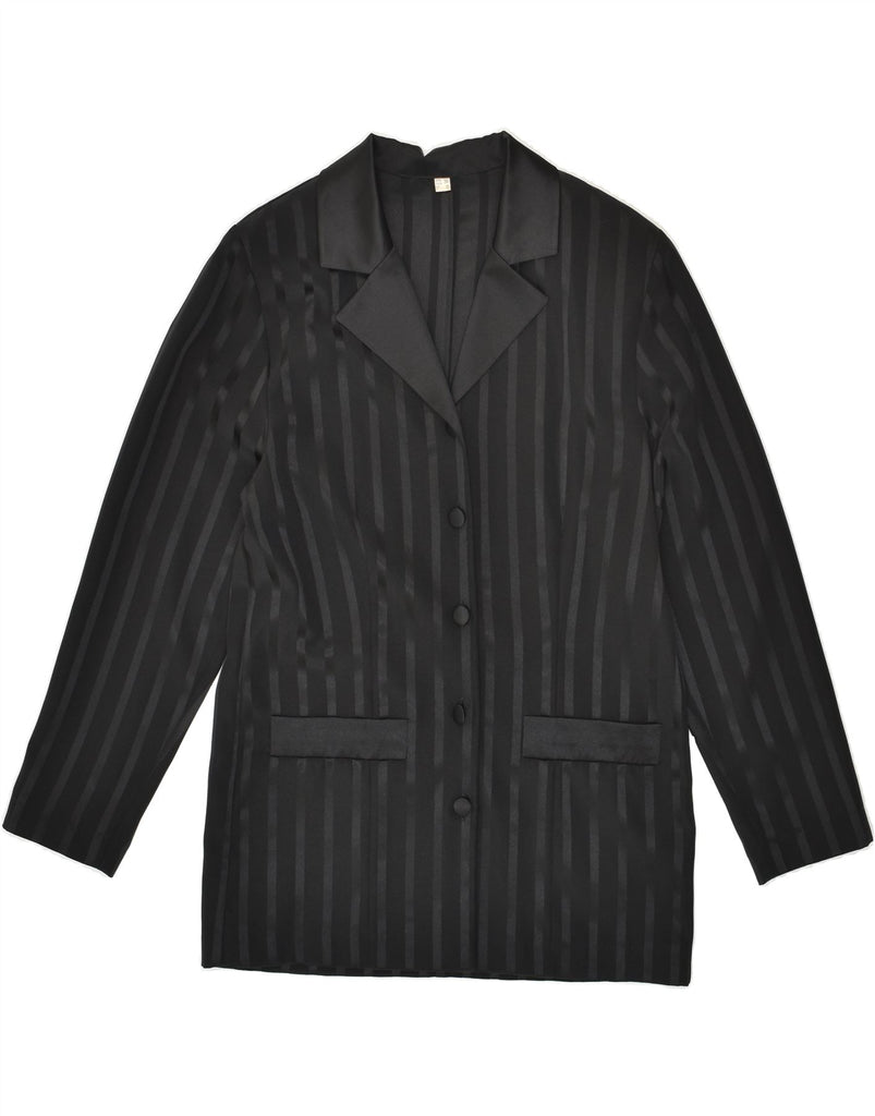 VINTAGE Womens 5 Button Blazer Jacket IT 42 Medium Black Pinstripe | Vintage Vintage | Thrift | Second-Hand Vintage | Used Clothing | Messina Hembry 