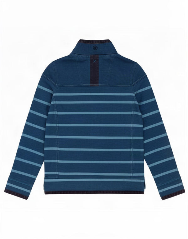 Fat Face Womens Zip Neck Sweatshirt Jumper UK 8 Small Blue Striped Cotton