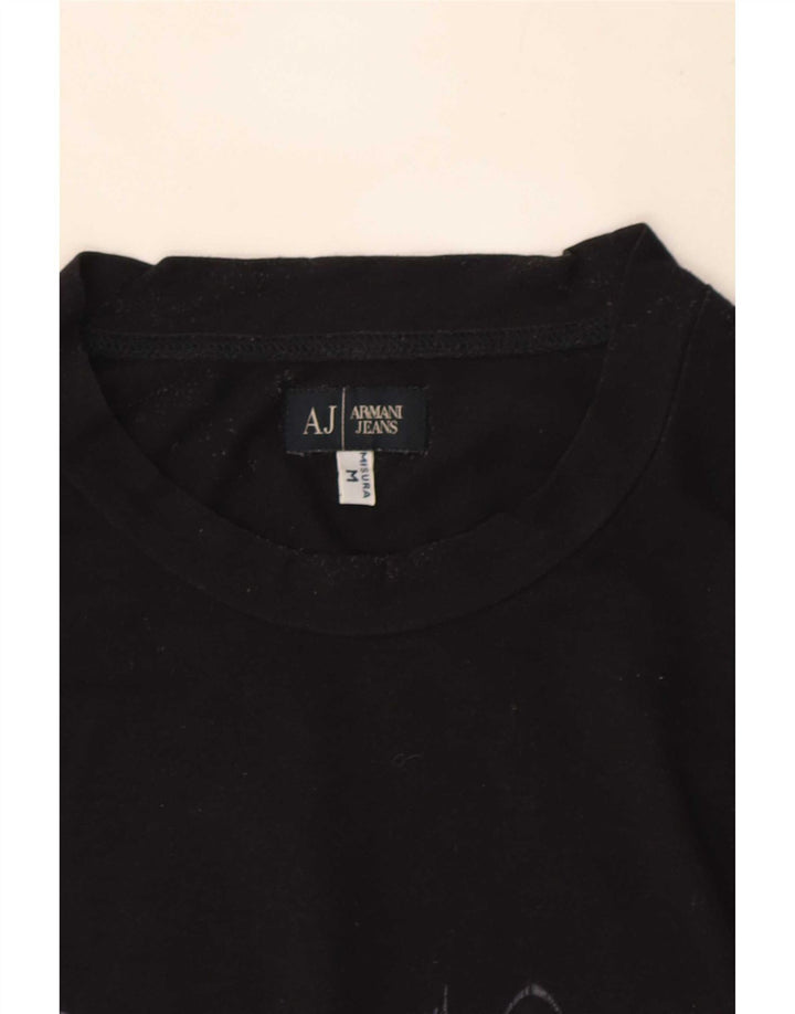 Armani Jeans Mens Graphic T-Shirt Top Medium Black