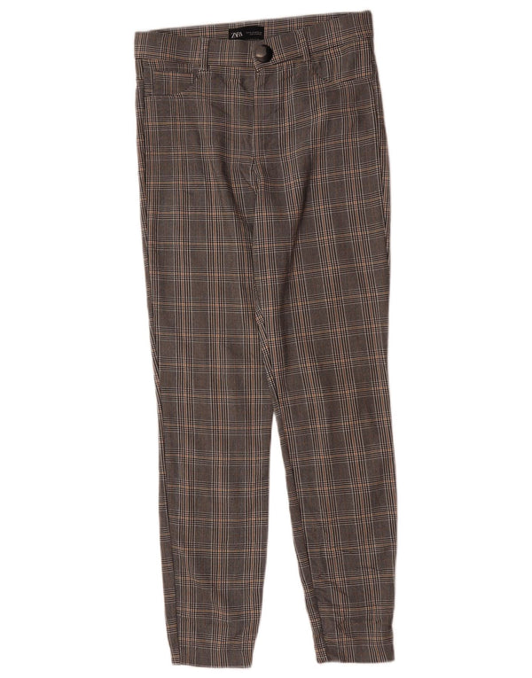 Zara Womens Slim Casual Trousers Medium W28 L28 Grey Houndstooth Viscose