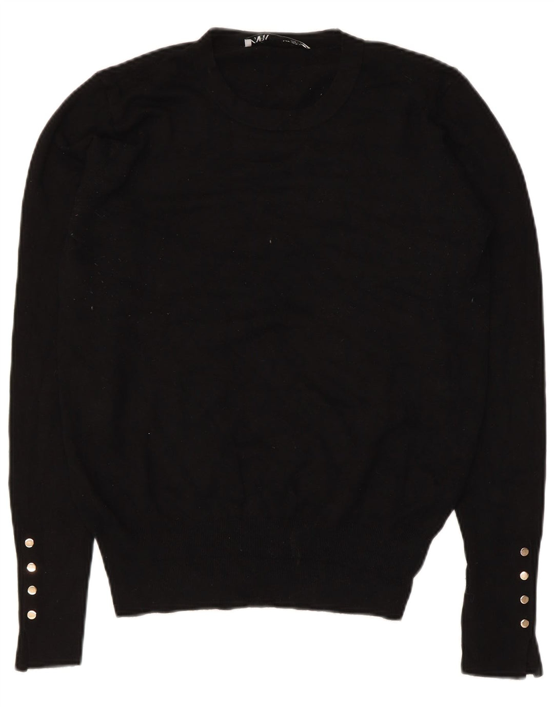 Zara Womens Crew Neck Jumper Sweater UK 12 Medium Black Viscose