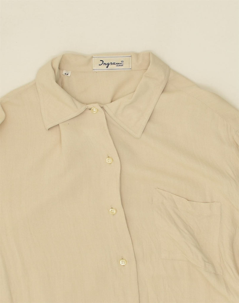 INGRAM Womens Shirt IT 44 Medium Beige | Vintage Ingram | Thrift | Second-Hand Ingram | Used Clothing | Messina Hembry 