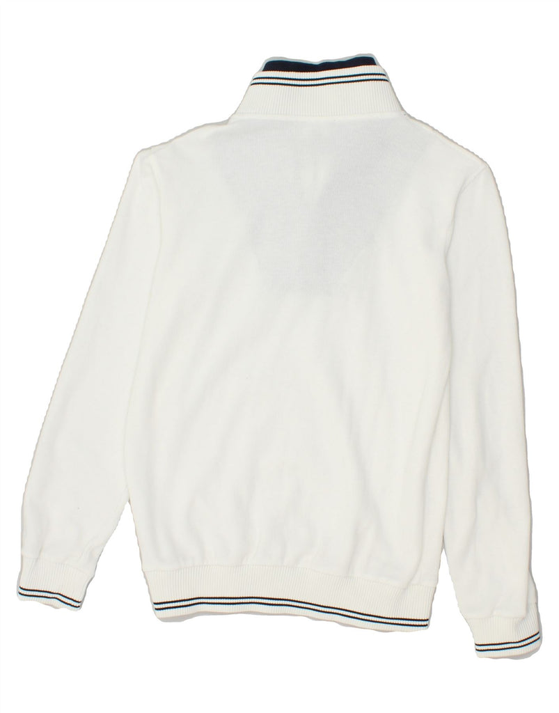 EMPORIO ARMANI Mens Zip Neck Jumper Sweater Small White Cotton | Vintage Emporio Armani | Thrift | Second-Hand Emporio Armani | Used Clothing | Messina Hembry 