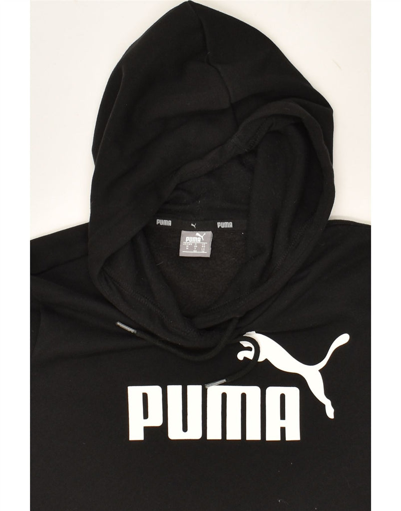 PUMA Womens Graphic Hoodie Jumper UK 12 Medium Black | Vintage Puma | Thrift | Second-Hand Puma | Used Clothing | Messina Hembry 