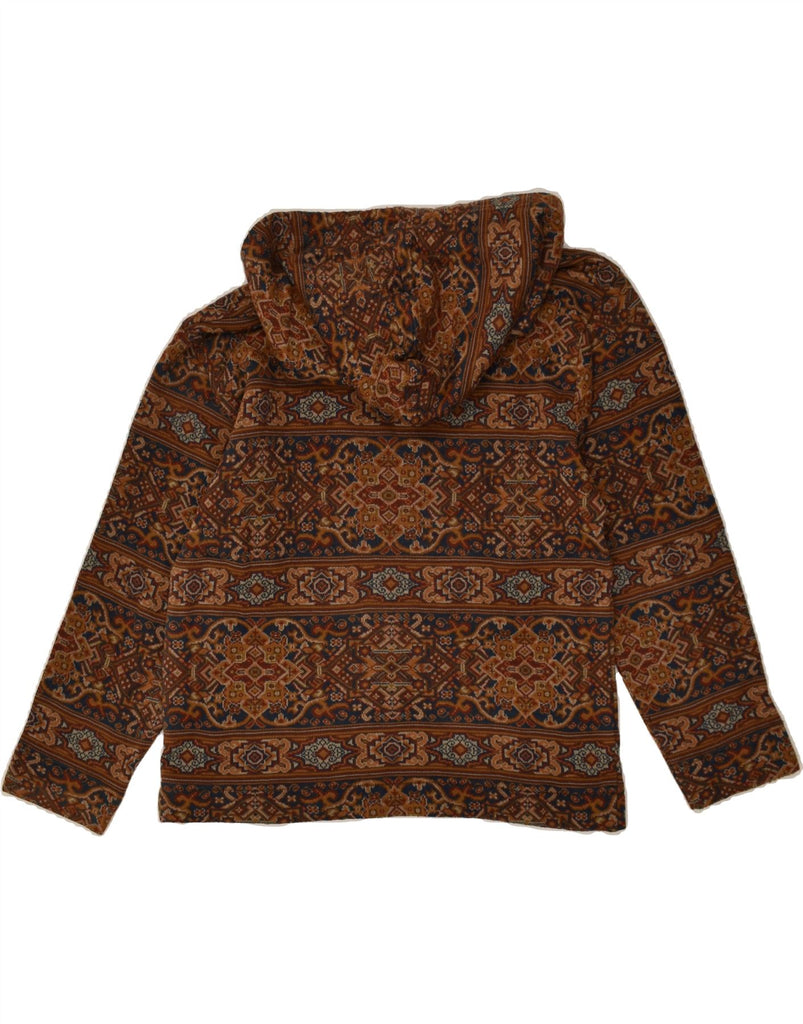 FERRETTI Womens Hooded Jumper Sweater UK 14 Large Brown Fair Isle Wool | Vintage Ferretti | Thrift | Second-Hand Ferretti | Used Clothing | Messina Hembry 