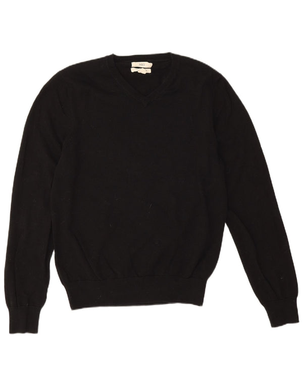 Marks & Spencer Mens V-Neck Jumper Sweater Medium Black Cotton