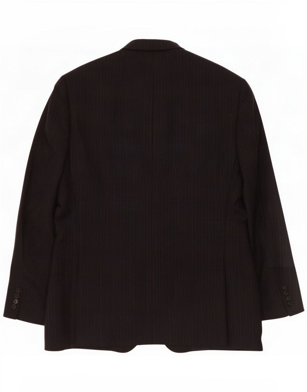 Valentino Mens 3 Button Blazer Jacket IT 54 2XL Black Pinstripe Classic