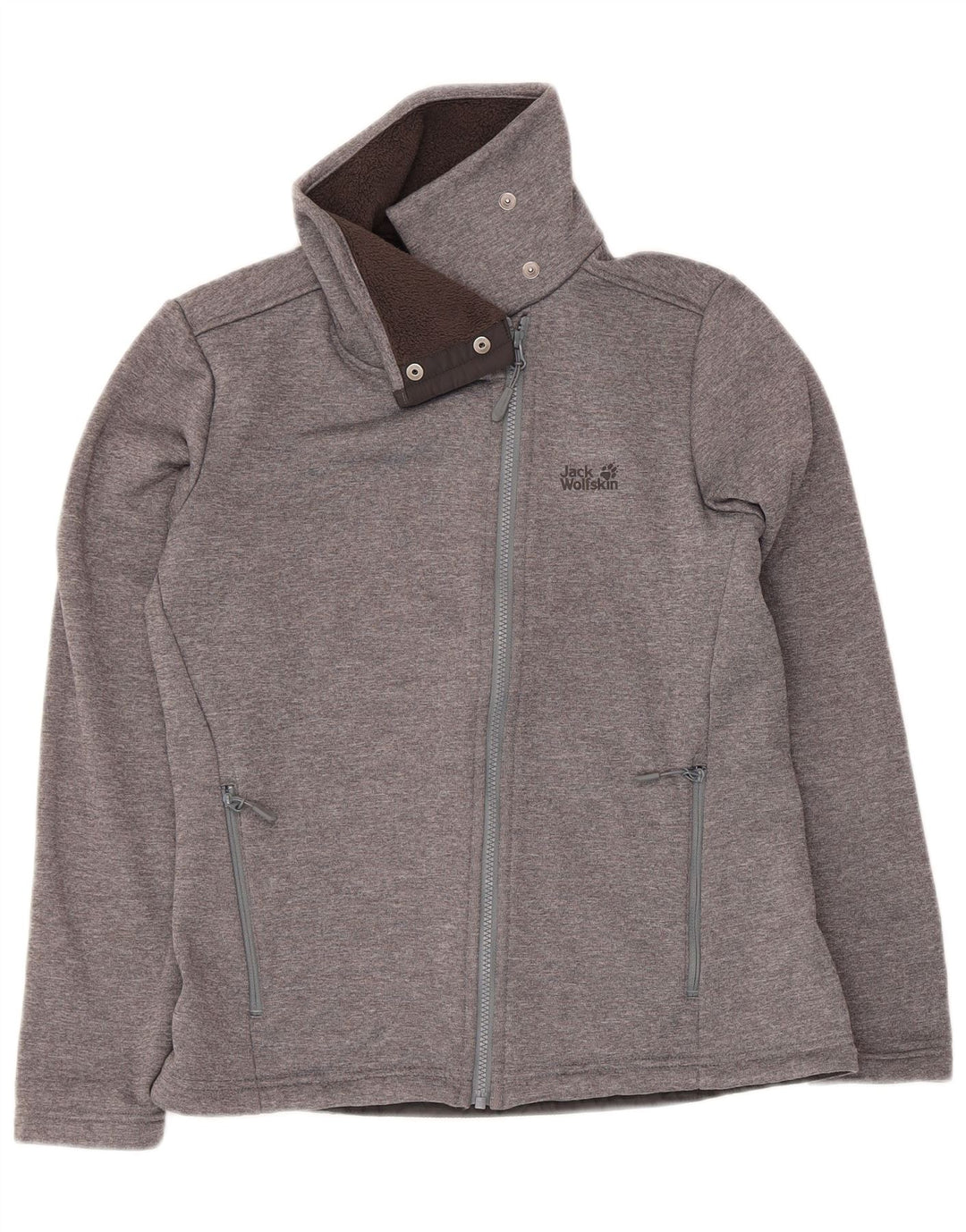 Jack Wolfskin Womens Tracksuit Top Jacket UK 14 Medium Grey Flecked