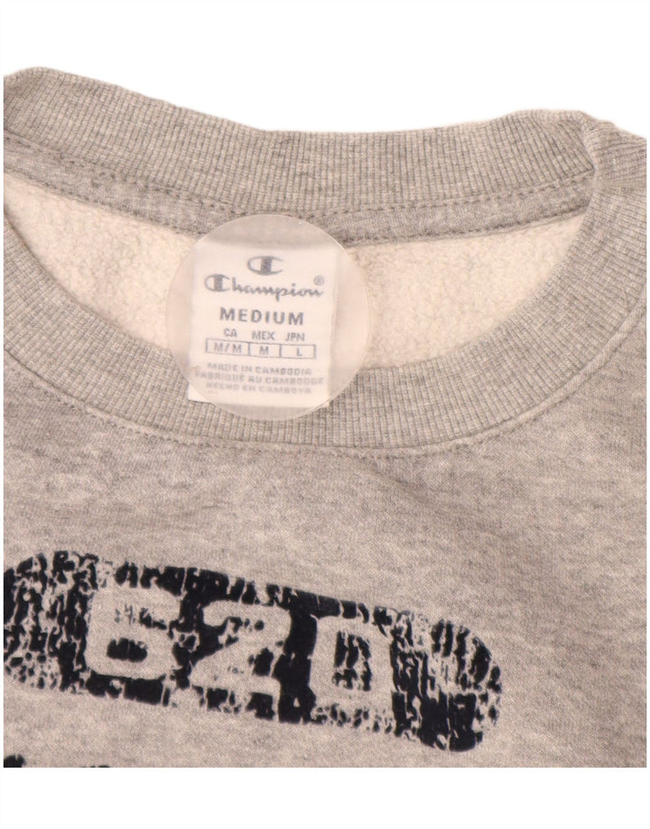 Champion Womens Graphic Sweatshirt Jumper UK 14 Medium Grey Flecked