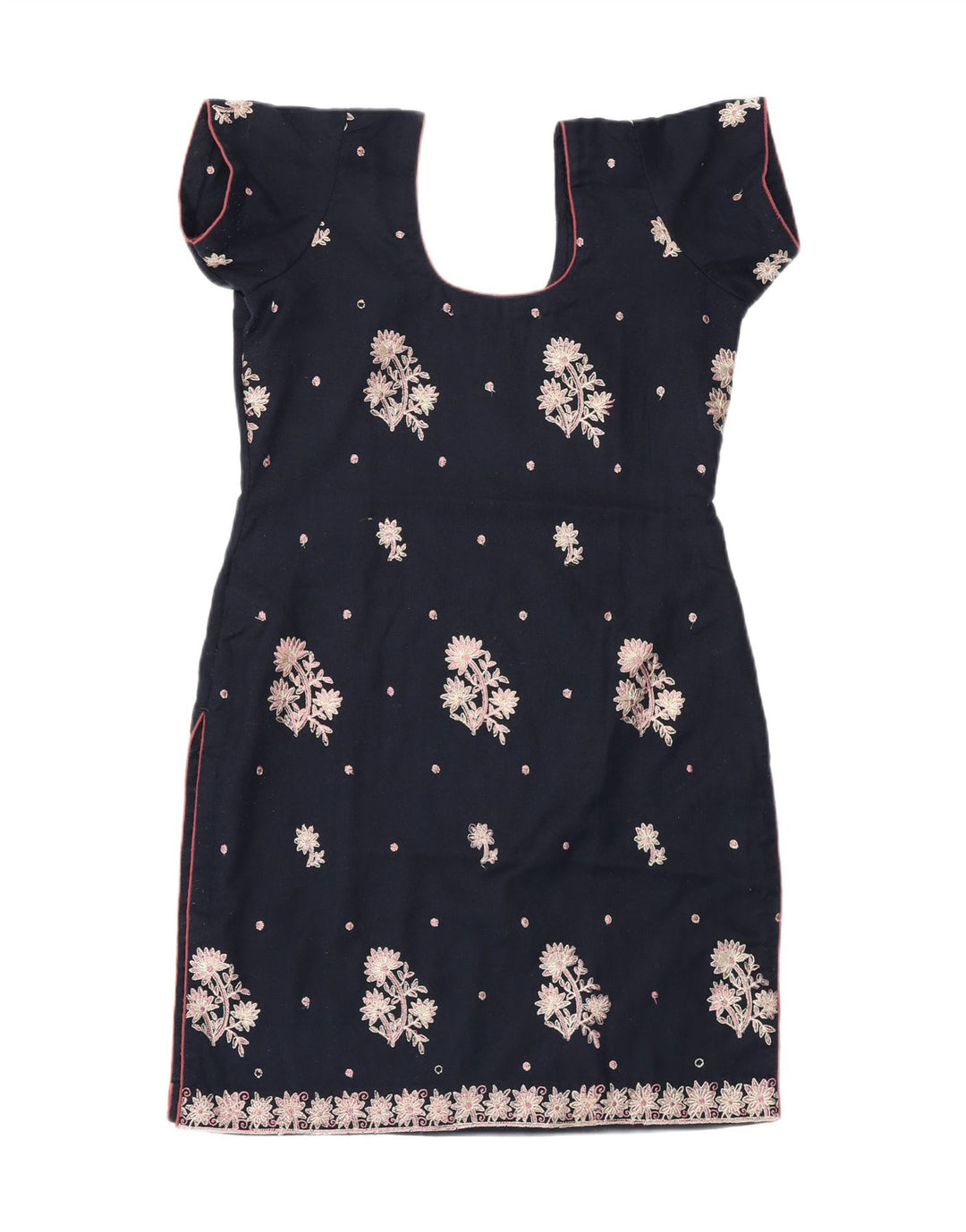 VINTAGE Womens Sheath Dress UK 12 Medium Navy Blue Floral Vintage Vintage and Second-Hand Vintage from Messina Hembry 