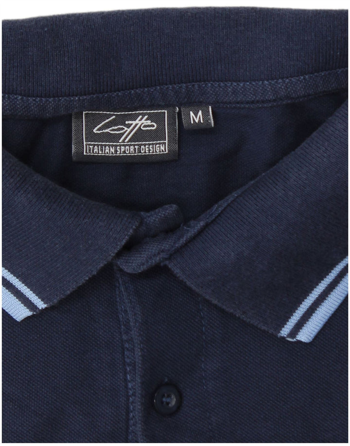 Lotto Mens Polo Shirt Medium Navy Blue Striped