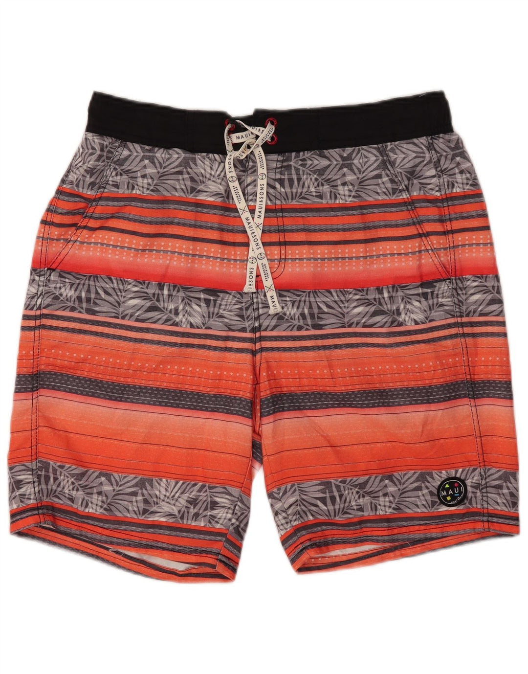 Maui and Sons Mens Swimming Shorts Large Orange Floral Polyester