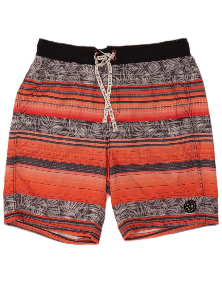 Maui and Sons Mens Swimming Shorts Large Orange Floral Polyester