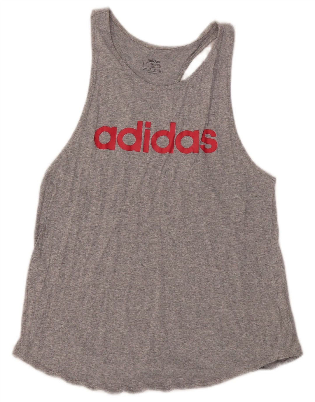 Adidas Womens Graphic Vest Top UK 12/14 Medium Grey Cotton