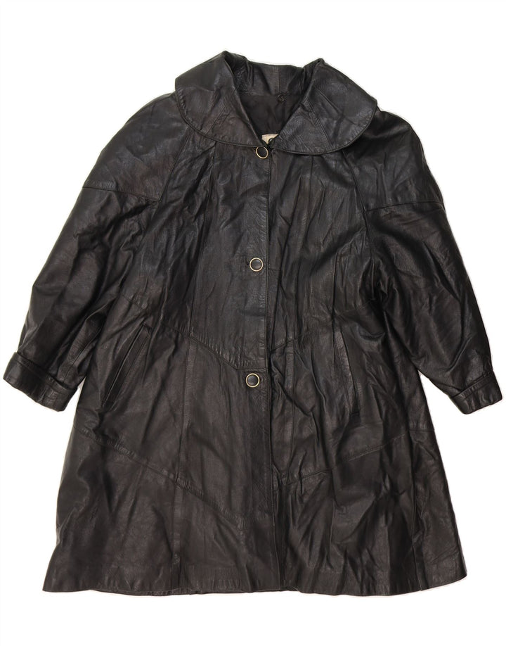 PELLITALIA Womens Leather Coat UK 18 XL Black Leather Vintage Pellitalia and Second-Hand Pellitalia from Messina Hembry 