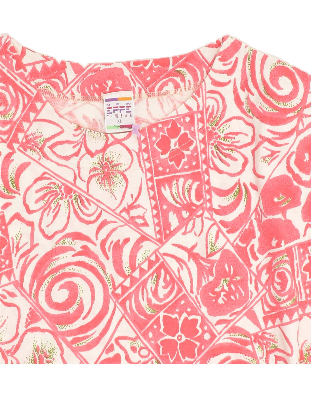 VINTAGE Womens T-Shirt Top UK 18 XL Pink Floral Cotton | Vintage Vintage | Thrift | Second-Hand Vintage | Used Clothing | Messina Hembry 