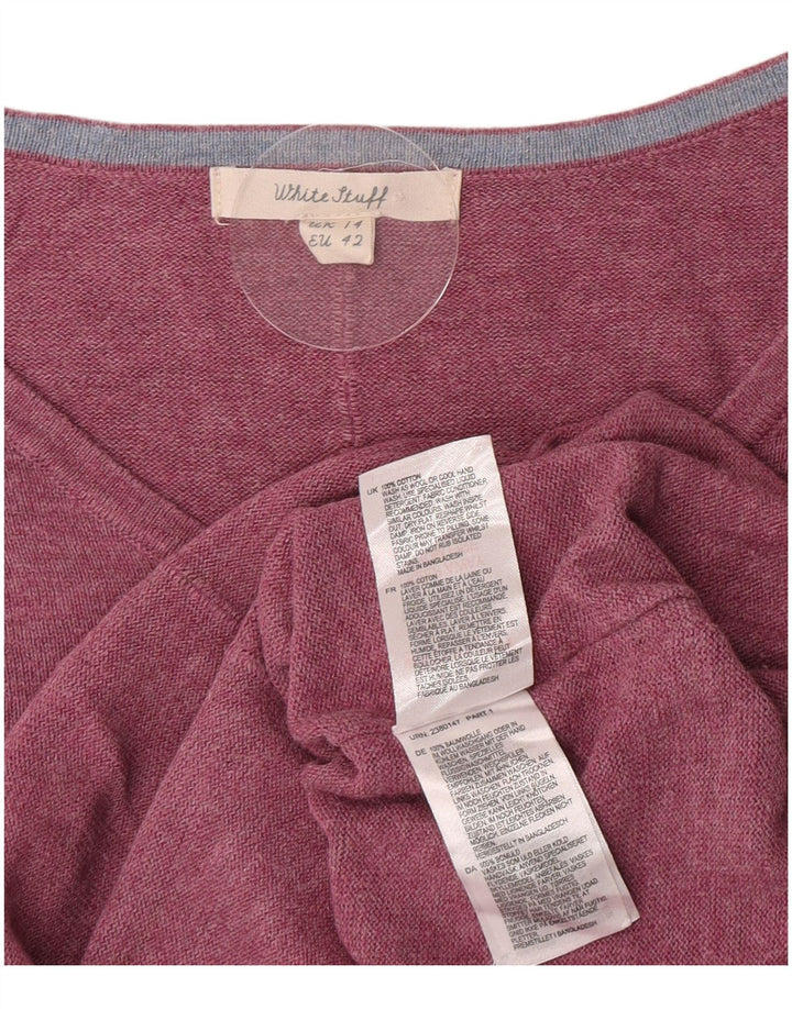 White Stuff Womens V-Neck Jumper Sweater UK 14 Large Pink Cotton
