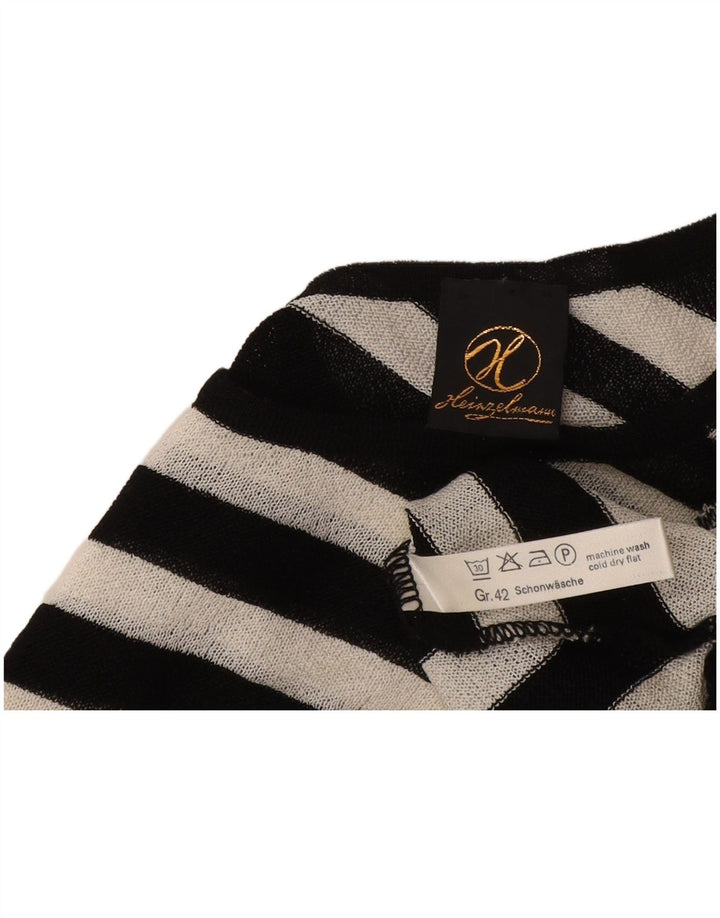Vintage Womens Sleeveless See Through Top EU 42 Large Black Striped Acetate