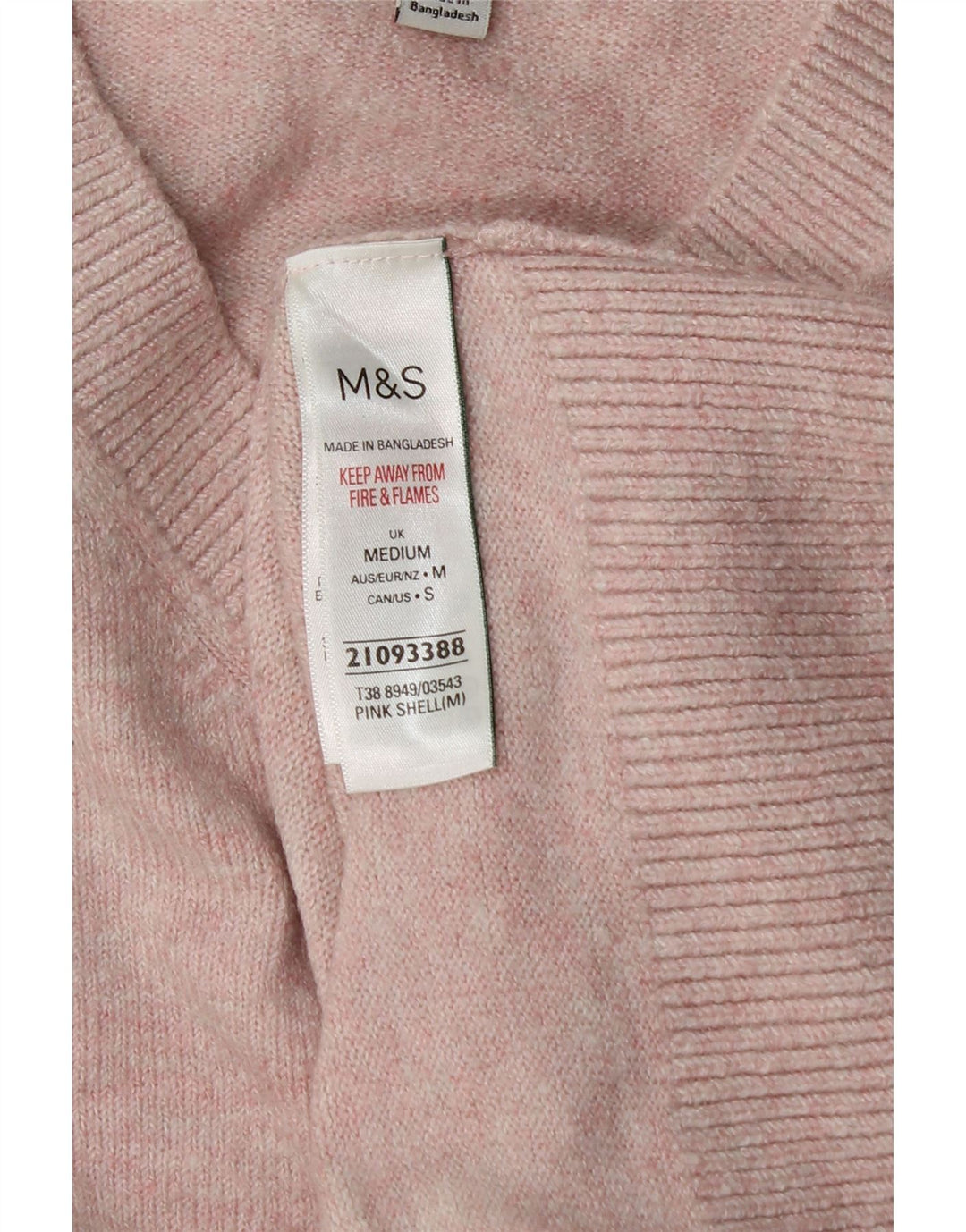 Marks & Spencer Womens Oversized V-Neck Jumper Sweater UK 14 Medium Pink