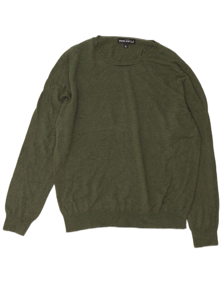 J. CREW Mens Mercantile Crew Neck Jumper Sweater Large Khaki Cotton