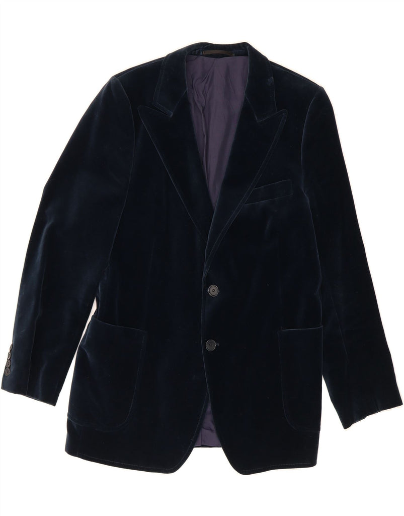 PELTEX GIERLINGS Mens Velvet 2 Button Blazer Jacket UK 38 Medium Navy Blue Vintage Peltex Gierlings and Second-Hand Peltex Gierlings from Messina Hembry 