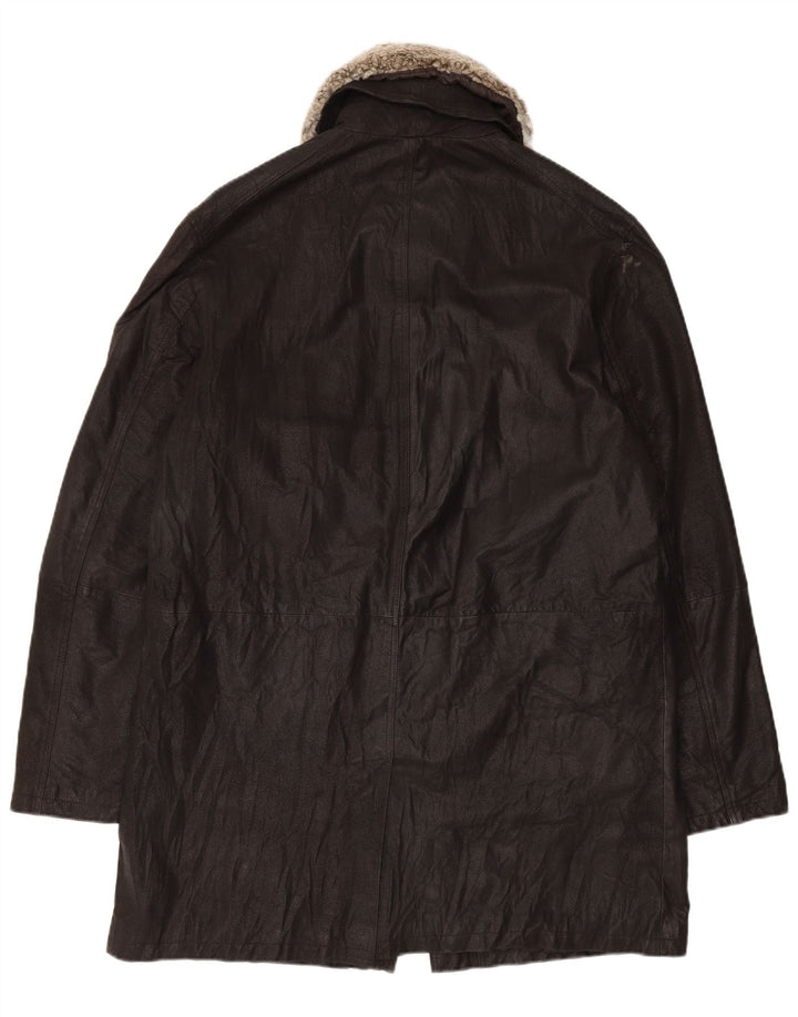 Vintage Mens Leather Coat IT 54 2XL Black Leather