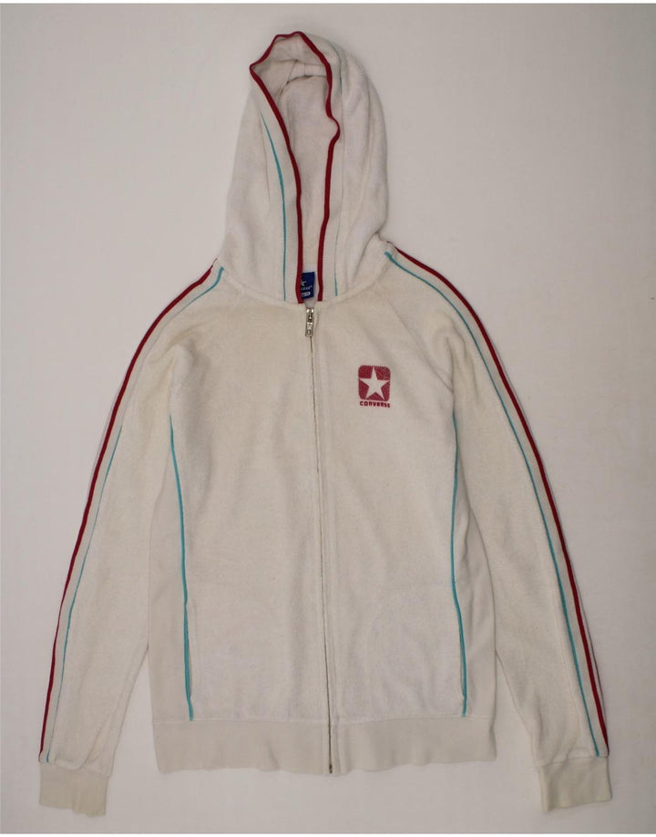 CONVERSE Girls Graphic Zip Hoodie Sweater 13-14 Years White Cotton Vintage Converse and Second-Hand Converse from Messina Hembry 