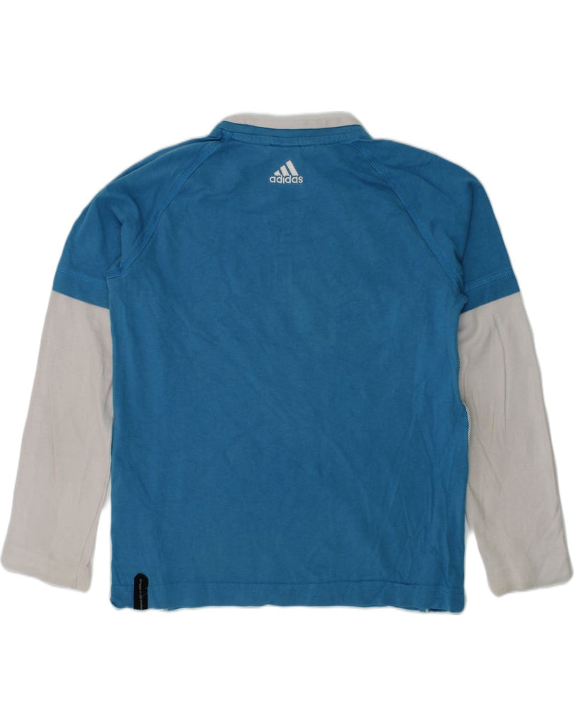 ADIDAS Boys Graphic Top Long Sleeve 7-8 Years Blue Colourblock Cotton | Vintage Adidas | Thrift | Second-Hand Adidas | Used Clothing | Messina Hembry 