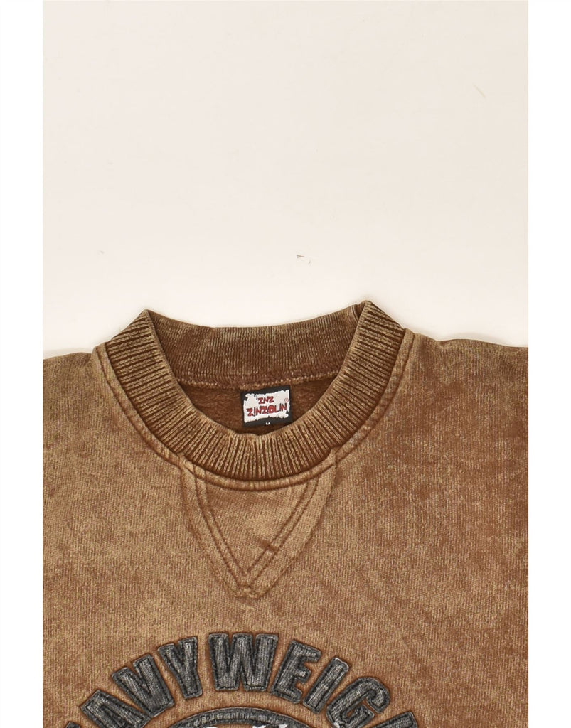 VINTAGE Mens Graphic Sweatshirt Jumper Medium Brown Cotton | Vintage Vintage | Thrift | Second-Hand Vintage | Used Clothing | Messina Hembry 