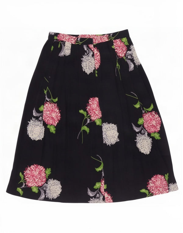 Vintage Womens A-Line Skirt Medium W28 Navy Blue Floral