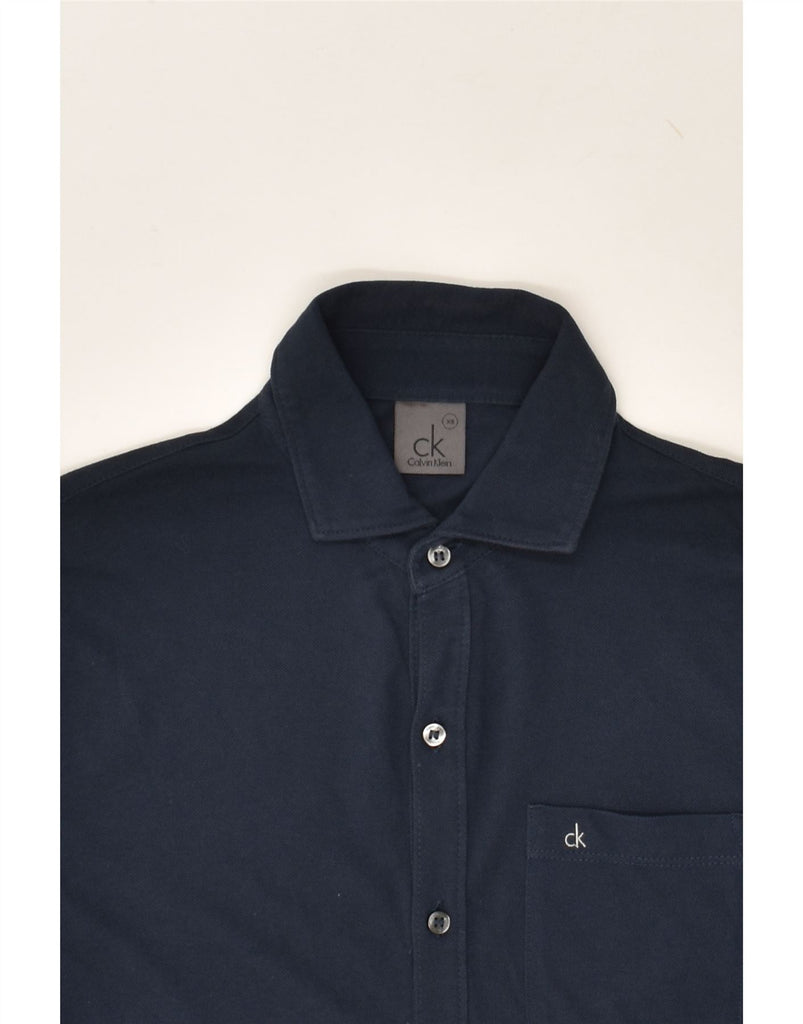 CALVIN KLEIN Mens Shirt XS Navy Blue Cotton | Vintage Calvin Klein | Thrift | Second-Hand Calvin Klein | Used Clothing | Messina Hembry 