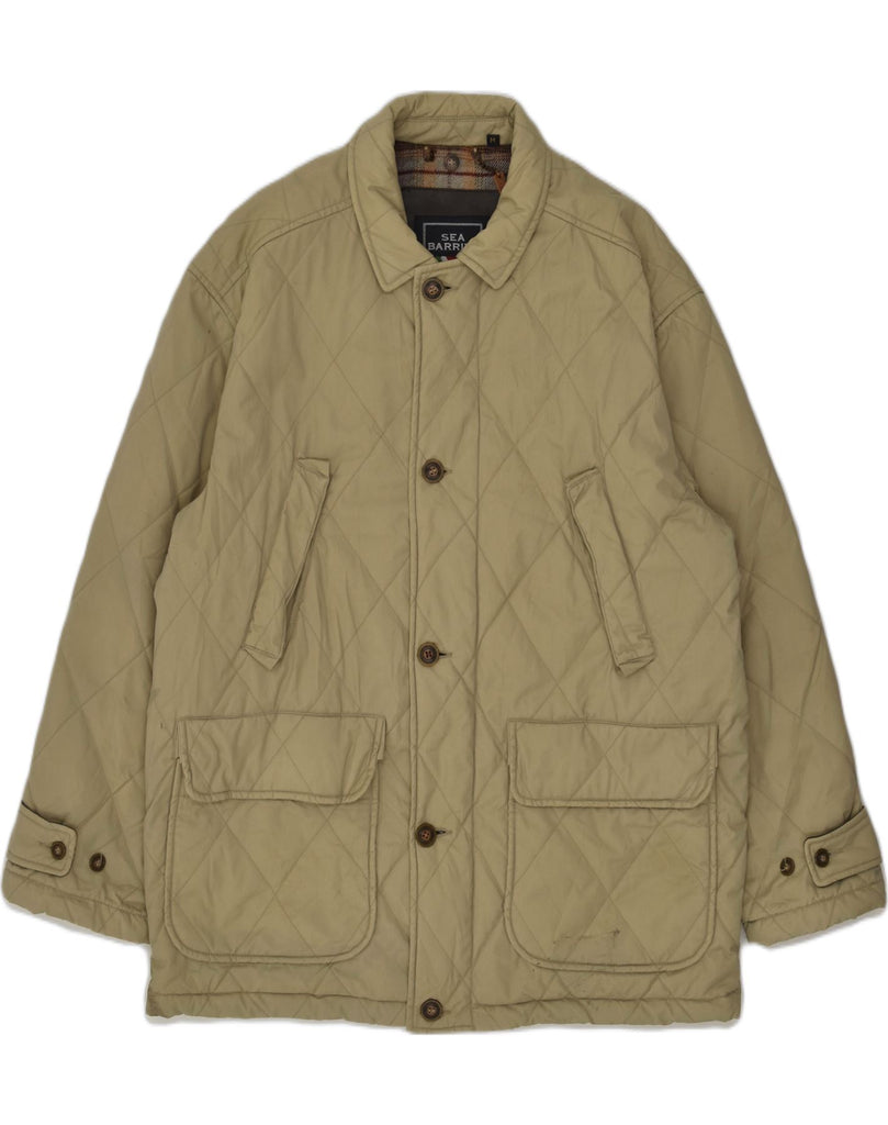 SEA BARRIER Mens Quilted Jacket UK 38 Medium Beige Polyester | Vintage Sea Barrier | Thrift | Second-Hand Sea Barrier | Used Clothing | Messina Hembry 