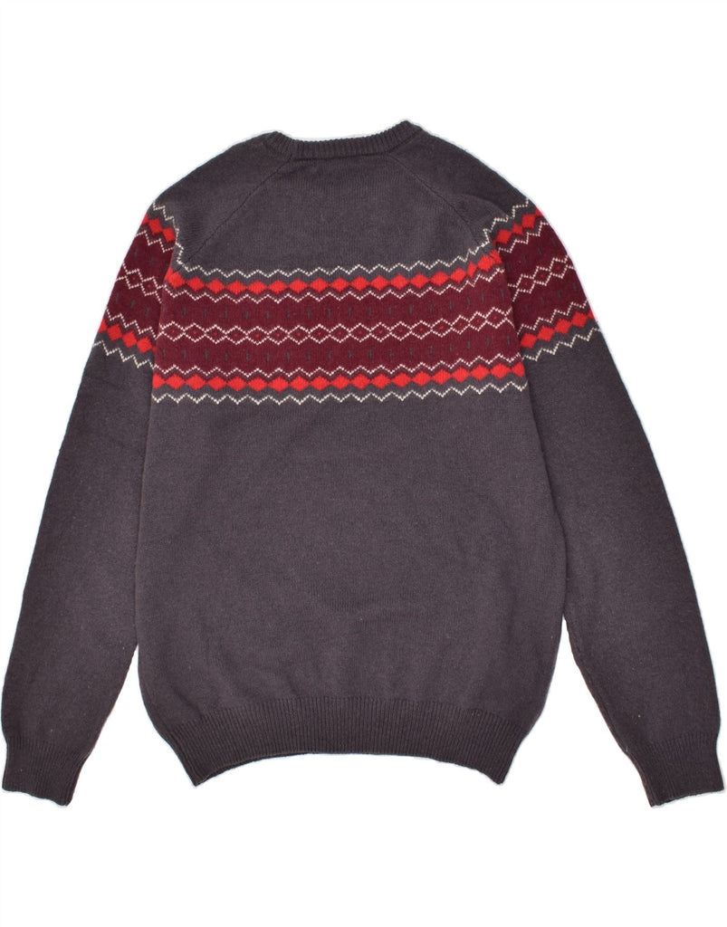 CREW CLOTHING Mens Crew Neck Jumper Sweater Medium Grey Fair Isle | Vintage Crew Clothing | Thrift | Second-Hand Crew Clothing | Used Clothing | Messina Hembry 