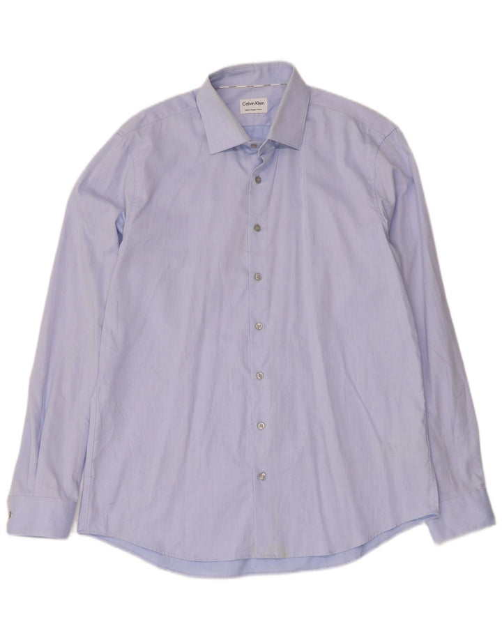 Calvin Klein Mens Shirt Size 42 Large Blue Cotton