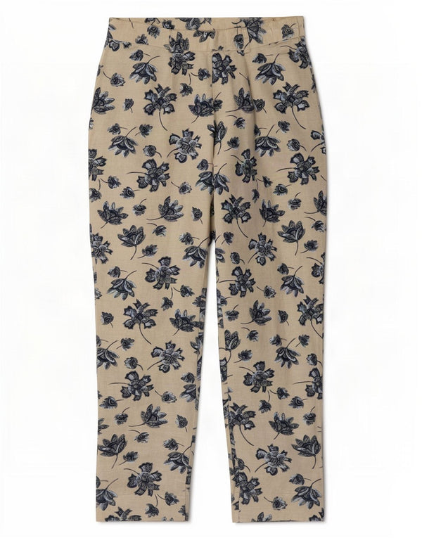 Laura Biagiotti Womens Cropped Trousers IT 44 Medium W26 L26 Beige Floral