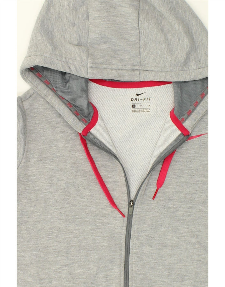 NIKE Womens Dri Fit Zip Hoodie Sweater UK 14 Medium Grey Polyester Vintage Nike and Second-Hand Nike from Messina Hembry 