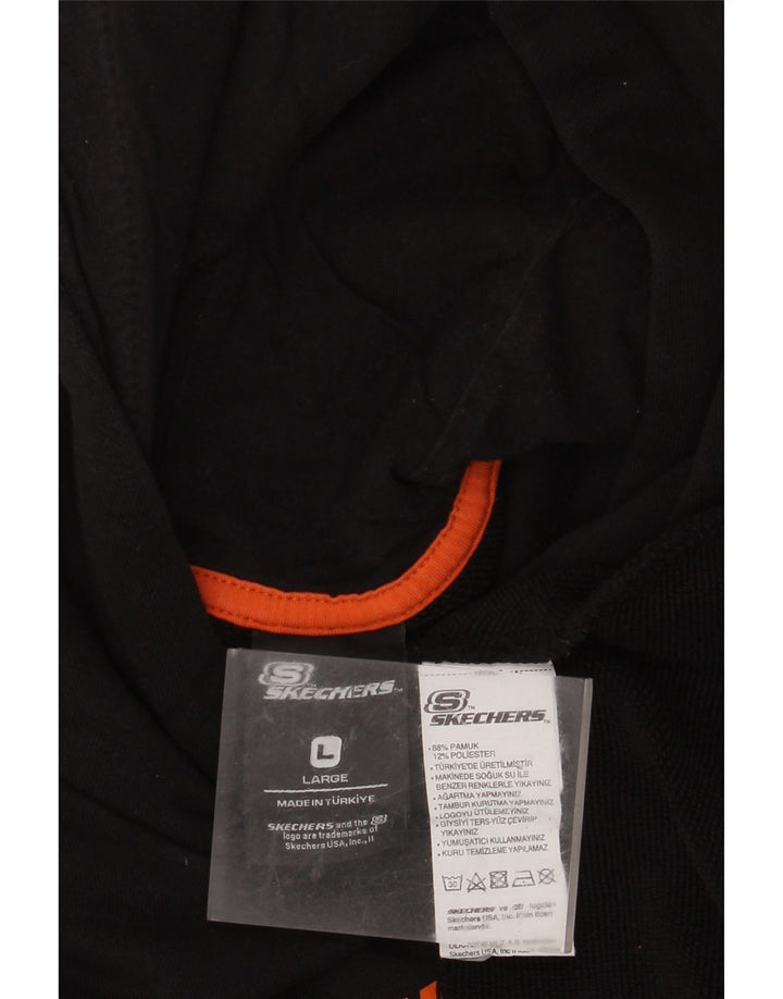 SKECHERS Mens Hoodie Jumper Large Black Cotton