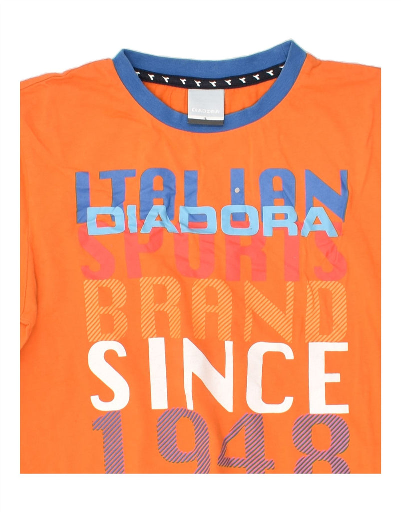 DIADORA Boys Graphic T-Shirt Top 9-10 Years Orange Cotton | Vintage Diadora | Thrift | Second-Hand Diadora | Used Clothing | Messina Hembry 