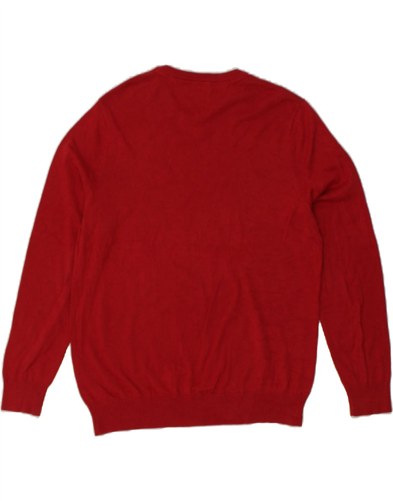 TOMMY HILFIGER Mens V-Neck Jumper Sweater Large Red | Vintage Tommy Hilfiger | Thrift | Second-Hand Tommy Hilfiger | Used Clothing | Messina Hembry 